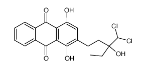 (RS)-2-(3-Dichlormethyl-3-hydroxypentyl)-1,4-dihydroxy-9,10-anthrachinon结构式