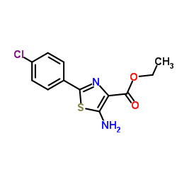 Ethyl 5-amino-2-(4-chlorophenyl)-1,3-thiazole-4-carboxylate结构式