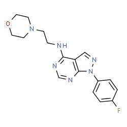 1-(4-fluorophenyl)-N-[2-(morpholin-4-yl)ethyl]-1H-pyrazolo[3,4-d]pyrimidin-4-amine structure