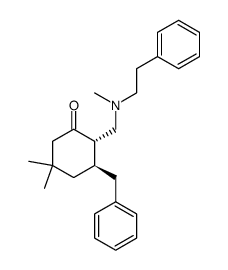 (2S,3R)-3-Benzyl-5,5-dimethyl-2-[(methyl-phenethyl-amino)-methyl]-cyclohexanone结构式