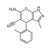 6-amino-1,4-dihydro-3-methyl-4-o-tolylpyrano[2,3-c]pyrazole-5-carbonitrile Structure