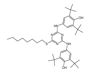 2-octylmercapto-4,6-bis-(3,5-di-tert.-butyl-4-hydroxyanilino)-1,3,5-triazine Structure