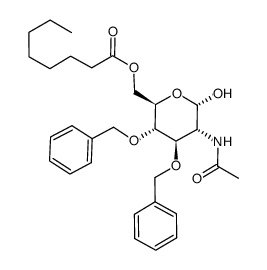 2-acetamido-3,4-di-O-benzyl-2-deoxy-6-O-octanoyl-α-D-glucopyranose Structure