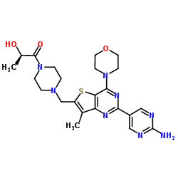 (R)-1-[4-[[2-(2-Aminopyrimidin-5-yl)-7-Methyl-4-(Morpholin-4-yl)thieno[3,2-d]pyrimidin-6-yl]Methyl]piperazin-1-yl]-2-hydroxypropan-1-one结构式