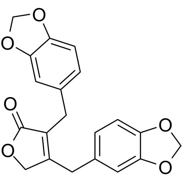 2,3-Di(3',4'-methylenedioxybenzyl)-2-buten-4-olide structure