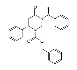 (1'S,6S)-1-(benzyloxycarbonyl)-3-(1'-phenyleth-1'-yl)-6-phenylperihydropyrimidin-4-one结构式