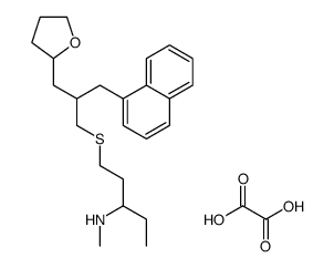 2-hydroxy-2-oxoacetate,methyl-[1-[2-(naphthalen-1-ylmethyl)-3-(oxolan-2-yl)propyl]sulfanylpentan-3-yl]azanium结构式