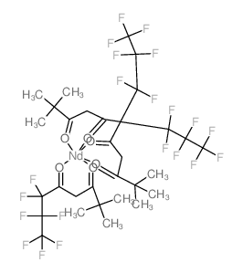 三(6,6,7,7,8,8,8,8-七氟-2,2-二甲基-3,5-辛二酸二乙酯)钕(III)结构式