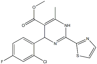 methyl 4-(2-chloro-4-fluorophenyl)-6-methyl-2-(thiazol-2-yl)-1,4-dihydropyrimidine-5-carboxylate结构式