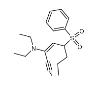 (E)-2-(diethylamino)-4-(phenylsulfonyl)hept-2-enenitrile Structure