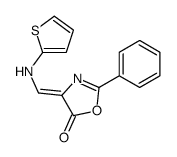 2-phenyl-4-[(thiophen-2-ylamino)methylidene]-1,3-oxazol-5-one Structure