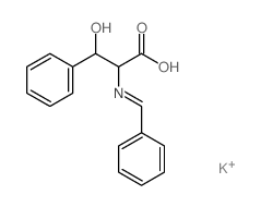 2-(benzylideneamino)-3-hydroxy-3-phenyl-propanoic acid structure