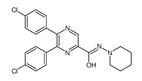 5,6-bis(4-chlorophenyl)-N-piperidin-1-ylpyrazine-2-carboxamide Structure