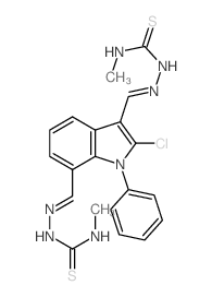 1-[[2-chloro-7-[(methylthiocarbamoylhydrazinylidene)methyl]-1-phenyl-indol-3-yl]methylideneamino]-3-methyl-thiourea structure