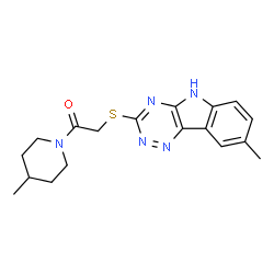 Piperidine, 4-methyl-1-[[(8-methyl-2H-1,2,4-triazino[5,6-b]indol-3-yl)thio]acetyl]- (9CI) Structure