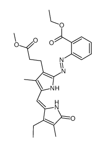 2-[5-(3-ethyl-4-methyl-5-oxo-1,5-dihydro-pyrrol-2-ylidenemethyl)-3-(2-methoxycarbonyl-ethyl)-4-methyl-pyrrol-2-ylazo]-benzoic acid ethyl ester结构式