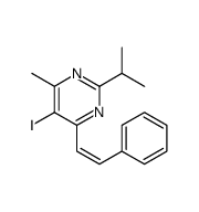 5-iodo-4-methyl-6-[(E)-2-phenylethenyl]-2-propan-2-ylpyrimidine结构式