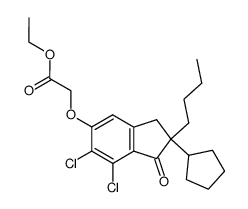 ethyl 2-((2-butyl-6,7-dichloro-2-cyclopentyl-1-oxo-2,3-dihydro-1H-inden-5-yl)oxy)acetate结构式