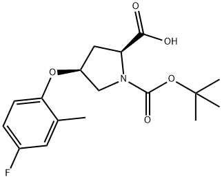 (2s,4s)-1-(tert-butoxycarbonyl)-4-(4-fluoro-2-methylphenoxy)-2-pyrrolidinecarboxylic acid Structure