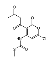 <6-Chlor-2-oxo-3-(3-oxobutanoyl)-2H-pyran-4-yl>thiocarbamidsaeure-S-methylester结构式