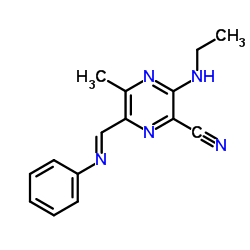 3-(Ethylamino)-5-methyl-6-[(E)-(phenylimino)methyl]-2-pyrazinecarbonitrile Structure