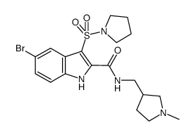 5-bromo-N-[(1-methylpyrrolidin-3-yl)methyl]-3-(pyrrolidin-1-ylsulfonyl)-1H-indole-2-carboxamide Structure