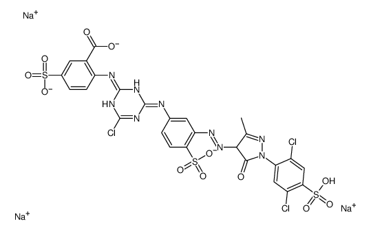 trisodium,4-[4-[[5-[[4-(2-carboxy-4-sulfonatoanilino)-6-chloro-1,3,5-triazin-2-yl]amino]-2-sulfonatophenyl]diazenyl]-3-methyl-5-oxo-4H-pyrazol-1-yl]-2,5-dichlorobenzenesulfonate Structure