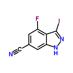 6-Cyano-4-fluoro-3-iodo (1H)indazole结构式