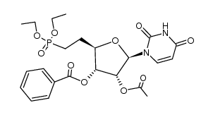 1-(2-O-acetyl-3-O-benzoyl-5,6-dideoxy-6-diethylphosphono-β-D-ribo-hexofuranosyl)uracil Structure