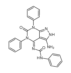 1-(3-amino-5,7-diphenyl-2H,3aH,5H,7H,7aH-pyrazolo[3,4-d]pyrimidin-6-oxo-4-yliden)-3-phenyl-urea Structure