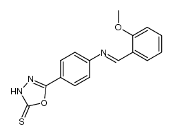 5-[4-(2-methoxybenzylideneamino)phenyl]-1,3,4-oxadiazole-2(3H)-thione结构式