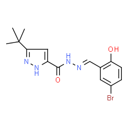 N'-[(E)-(5-bromo-2-hydroxyphenyl)methylidene]-3-tert-butyl-1H-pyrazole-5-carbohydrazide结构式
