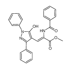 methyl 2-benzoylamino-3-(5-hydroxy-1,3-diphenylpyrazolyl-4)propenoate Structure