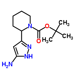 2-(5-氨基-1H-吡唑-3-基)哌啶-1-羧酸叔丁酯结构式