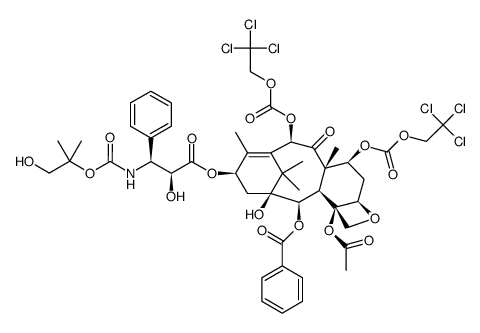 N-Des-t-boc-N-2-(1-hydroxy-2-methyl)propyloxycarbonxyl-7,10-O-bis{[(2,2,2-trichloroethyl)oxy]carbonyl} Docetaxel Structure