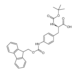 Boc-D-4-(9-芴甲氧羰基氨基)苯丙氨酸结构式