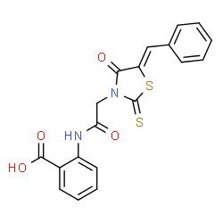 (Z)-2-(2-(5-benzylidene-4-oxo-2-thioxothiazolidin-3-yl)acetamido)benzoic acid Structure