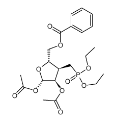 1,2-di-O-acetyl-5-O-benzoyl-3-deoxy-3-O-(diethoxyphosphonomethyl)-β-D-ribofuranose结构式