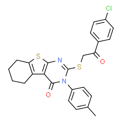 2-{[2-(4-chlorophenyl)-2-oxoethyl]sulfanyl}-3-(4-methylphenyl)-5,6,7,8-tetrahydro[1]benzothieno[2,3-d]pyrimidin-4(3H)-one结构式