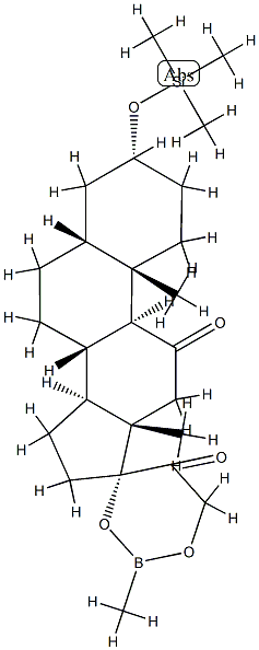 17,21-(Methylboranediyl)bisoxy-3α-trimethylsilyloxy-5β-pregnane-11,20-dione结构式