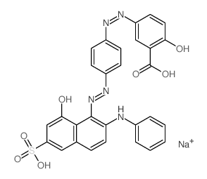 Benzoic acid,2-hydroxy-5-[2-[4-[2-[8-hydroxy-2-(phenylamino)-6-sulfo-1-naphthalenyl]diazenyl]phenyl]diazenyl]-,sodium salt (1:2)结构式