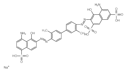 2,7-Naphthalenedisulfonicacid,5-amino-3-[2-[4'-[2-(8-amino-1-hydroxy-5-sulfo-2-naphthalenyl)diazenyl]-3,3'-dimethyl[1,1'-biphenyl]-4-yl]diazenyl]-4-hydroxy-,sodium salt (1:3)结构式