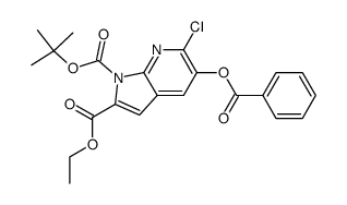 5-benzoyloxy-6-chloro-pyrrolo[2,3-b]pyridine-1,2-dicarboxylic acid 1-tert-butyl ester 2-ethyl ester Structure