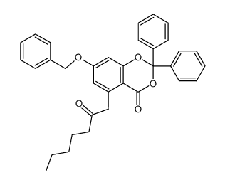 7-benzyloxy-5-(2-oxoheptyl)-2,2-diphenylbenzo[1,3]dioxin-4-one结构式