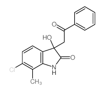 6-chloro-3-hydroxy-7-methyl-3-phenacyl-1H-indol-2-one Structure