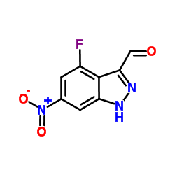 4-Fluoro-6-nitro-1H-indazole-3-carbaldehyde结构式