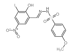 Benzenesulfonicacid, 4-methoxy-, 2-[(2-hydroxy-3-iodo-5-nitrophenyl)methylene]hydrazide结构式