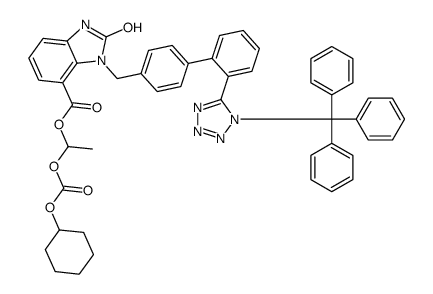 1-cyclohexyloxycarbonyloxyethyl 2-oxo-3-[[4-[2-(1-trityltetrazol-5-yl)phenyl]phenyl]methyl]-1H-benzimidazole-4-carboxylate Structure