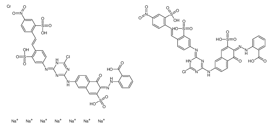 heptasodium,2-[(2E)-2-[6-[[4-chloro-6-[4-[(E)-2-(4-nitro-2-sulfophenyl)ethenyl]-3-sulfoanilino]-1,3,5-triazin-2-yl]amino]-1-oxo-3-sulfonaphthalen-2-ylidene]hydrazinyl]benzoic acid,chromium Structure