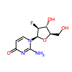 2-Amino-1-(2-deoxy-2-fluoro-β-D-arabinofuranosyl)-4(1H)-pyrimidinone Structure